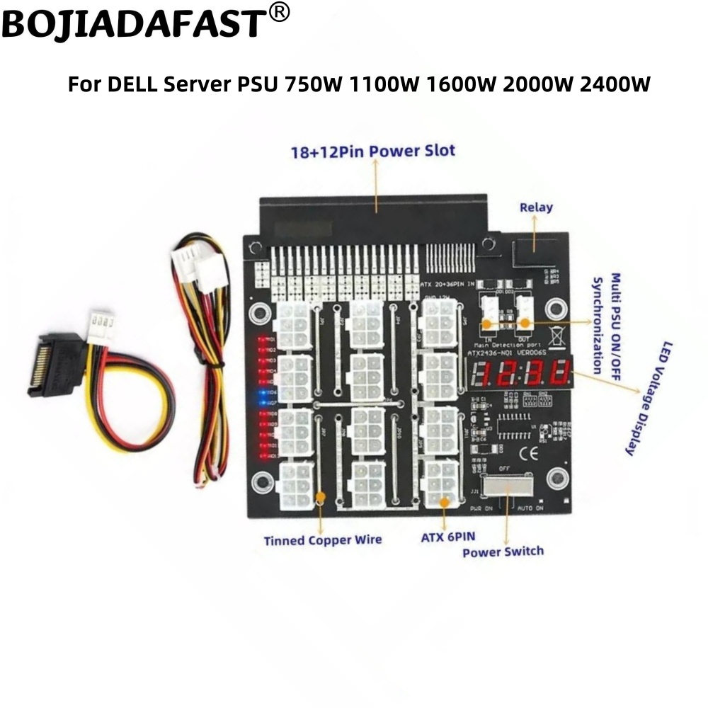 2400W Server Psu Breakout Board - 12 ポート PCIe 6Pin コネクタブレークアウトボード同期 DELL