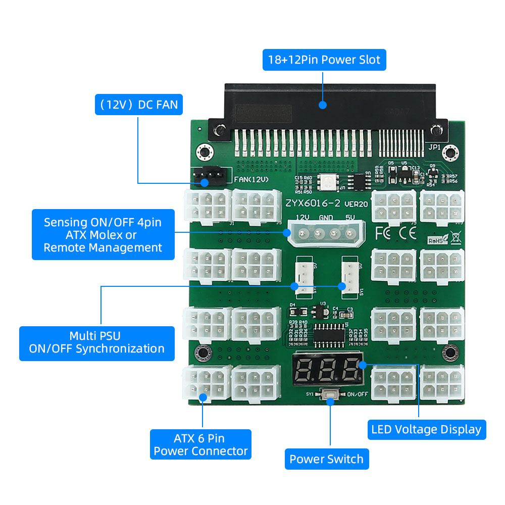 ブレイクアウトボード-サーバー電源,マイニングパネル,del - 2000W Atx Mining Power Supply のレビューと価格